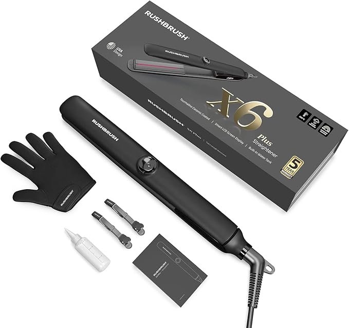 RushBrush X6 Plus Straightener – RushBrush X6Plus مكواة فرد شعر مع تقنية Infrared & Steam حتى 230°C