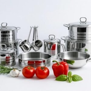 Yonsteel 17-Piece Stainless Steel Cookware Set – طقم أواني طهي يونستيل ستانلس ستيل 17 قطعة